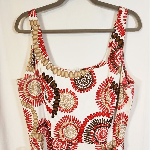 Breakin Loose $50 16 Red White Brown Cotton Stretch Fit & Flare Sleeveless Dress - Picture 2 of 10